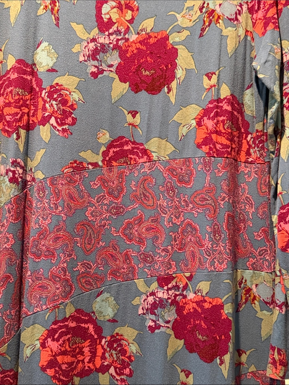 Soft Surroundings Blue Floral and Paisley Long Sleeve Maxi Dress - Picture 3 of 4